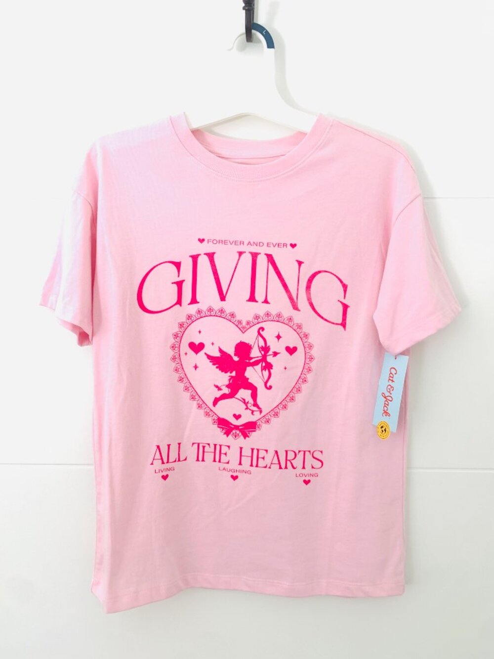 NWT Cat Jack Short Sleeve Valentine's Day Giving All The Hearts Oversized Tee